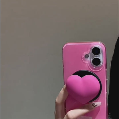 【Magnet内蔵】立体 3D ハートグリップ ビビット バイカラー スマホケース｜iPhone対応 #250131