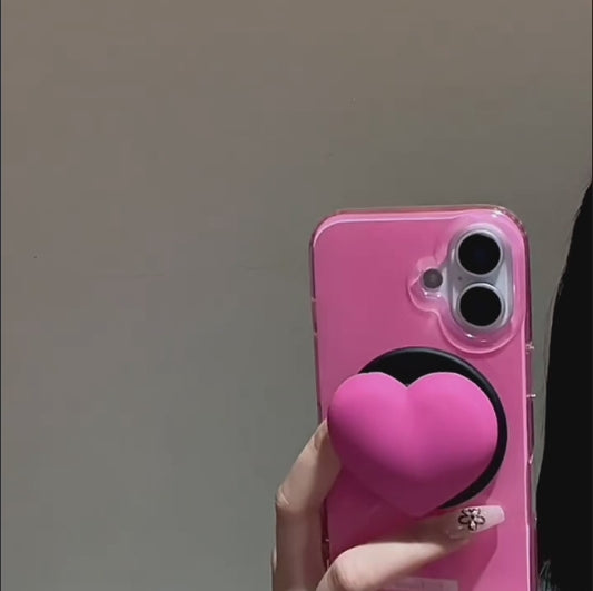 【Magsafe対応】立体 3D ハートグリップ ビビット バイカラー スマホケース｜iPhone対応 #250131