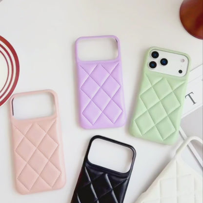 【キルティングレザー調】エレガント ダイヤステッチ スマホケース｜iPhone対応 #250308