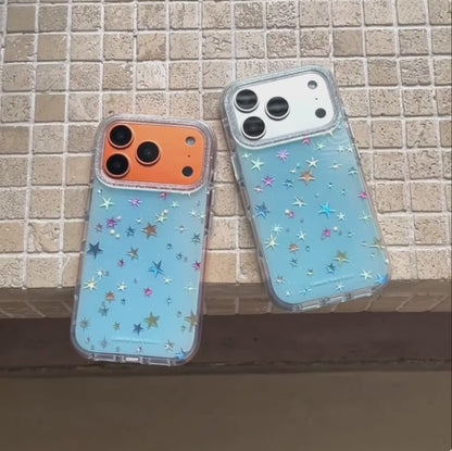 【カラフルスター】ブルースカイ×ホログラムスター クリアスマホケース｜iPhone対応 #250216