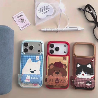 【キュートペット】ソフトレザー調 アニマル ポップカラー スマホケース｜iPhone対応 #240828