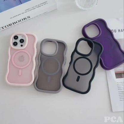 【ウェーブフレーム】くびれシルエット×マグネット対応 半透明 スマホケース｜iPhone対応 #250318