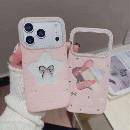 【STAR BOW】星型リボン パステルガーリースマホケース｜iPhone対応 #240930