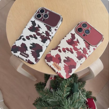 【ヴィンテージカウレザー】ブラウン牛柄×レザー調 スマホケース｜iPhone対応 #250122