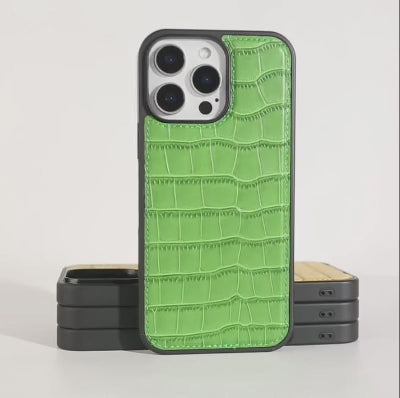 【本革シリーズ】クロコ型押し 本革プレミアムケース｜iPhone対応 #240920
