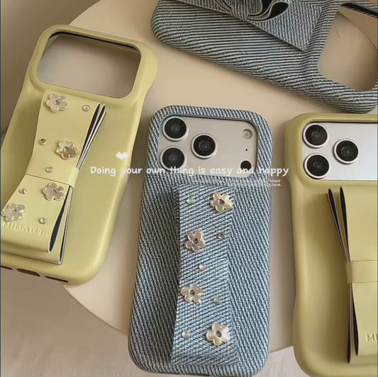 【リボンデザイン】デニム調 立体リボン iPhoneケース｜iPhone対応 #260126