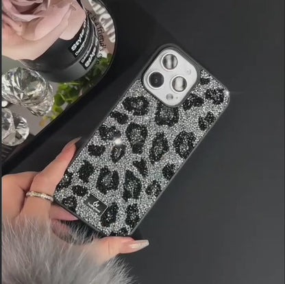 【キラキラビジューシリーズ】フルラインストーン ヒョウ柄 レオパード グリッター デコ スマホケース｜iPhone対応 #260113