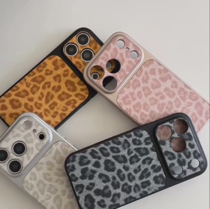 【アニマルムード】ピンク ブラウン レオパード ヒョウ柄 ストラップ付き スマホケース｜iPhone対応 #240710