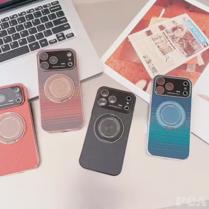 【折りたたみリングスタンド】耐衝撃 スリム TPU シンプル スタイリッシュ カーボン調デザイン スマホケース｜iPhone対応 #251228